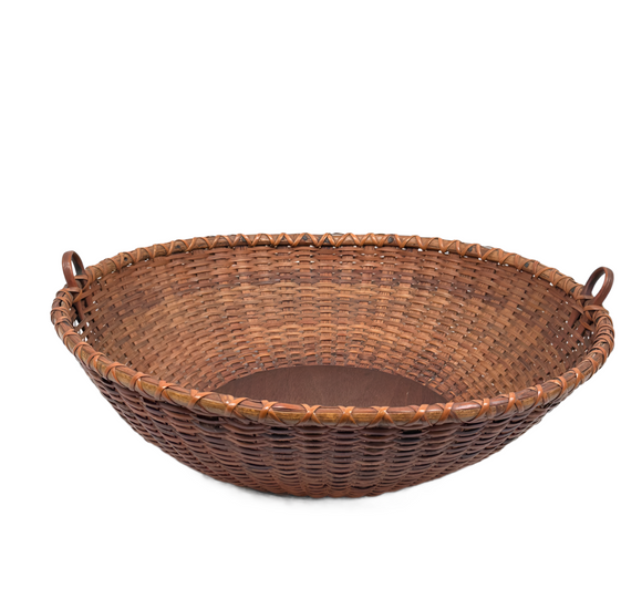 Antique Nantucket Lightship Basket with Wide Rim