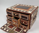 Antique Scrimshaw Inlaid Box with Drawers