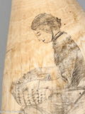 Antique Scrimshaw Tooth with Seated Woman