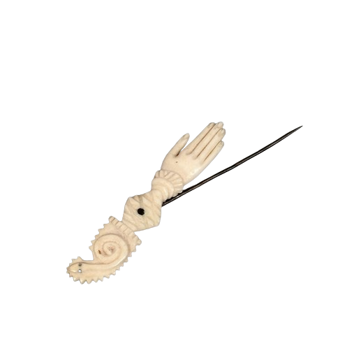 Antique Ivory Hand & Snake Pin