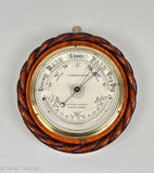 Antique Carved Rope Twist Barometer & Thermometer