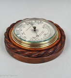 Antique Carved Rope Twist Barometer & Thermometer