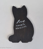 Maggie Meredith Painted Wood "Love" Cat Silhouette