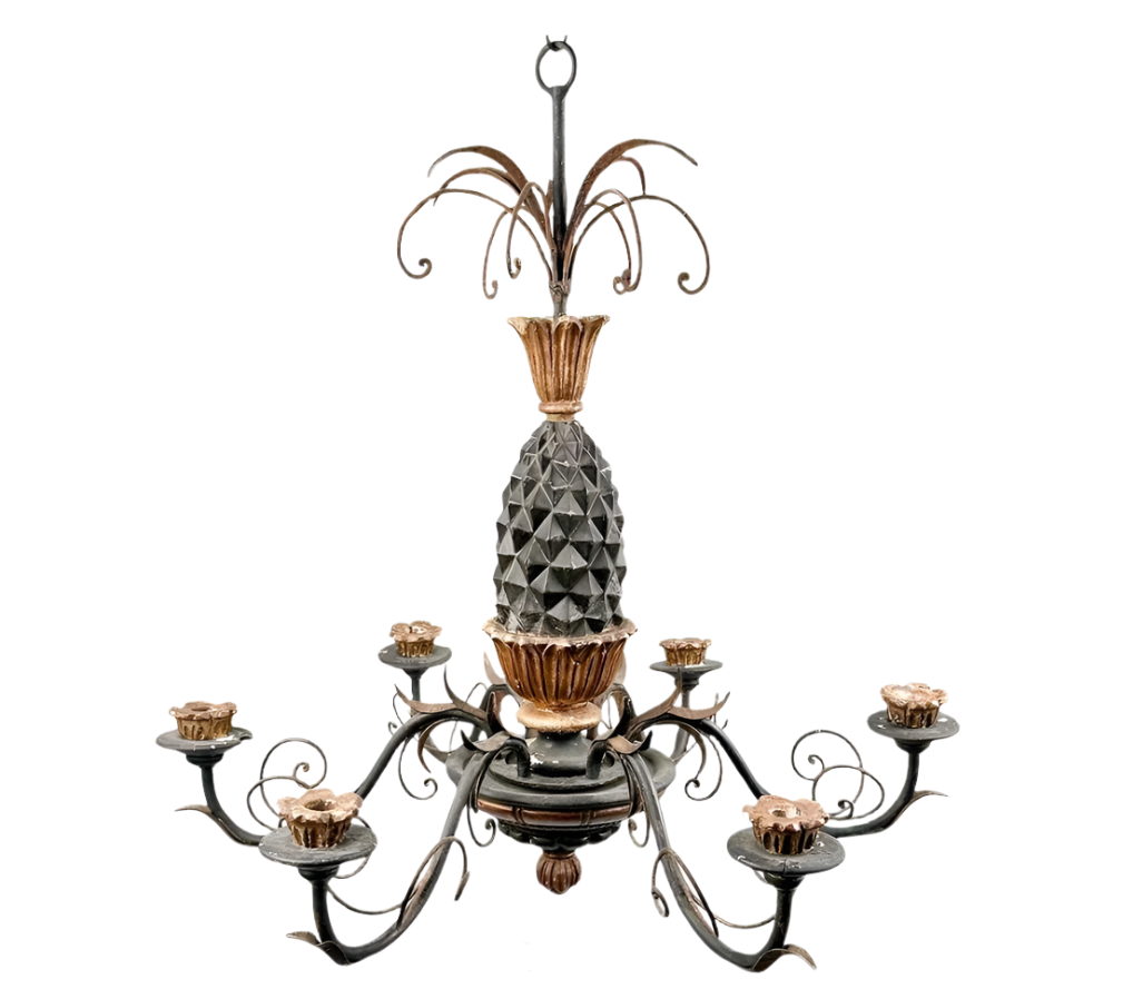 Vintage Carved Wooden Pineapple Chandelier, image size:1009x889