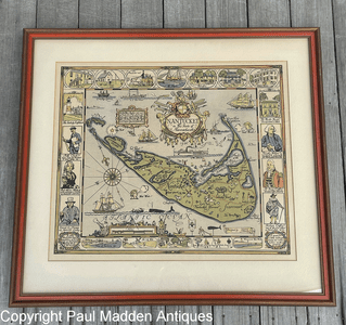 Antique 1926 Map of Nantucket by Tony Sarg