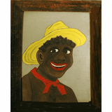 Antique American folk art painting of black man