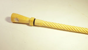 Antique American scrimshaw cane with rope twist shaft.