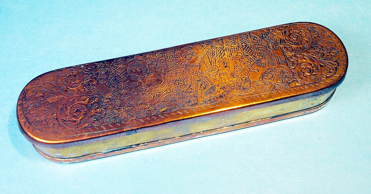 Antique brass and copper TOBACCO box