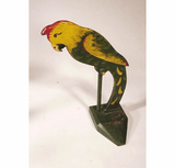 Antique carved and painted wooden parrot doorstop