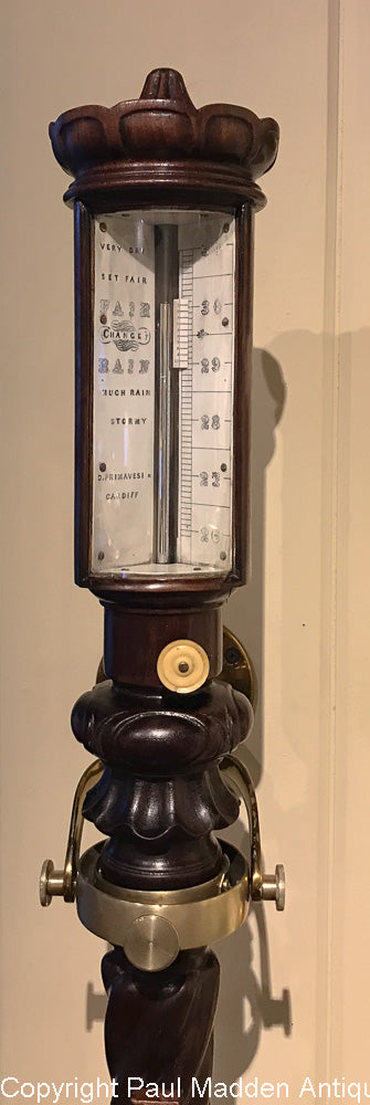 Antique Carved Mahogany Marine Barometer - D. Primavesi