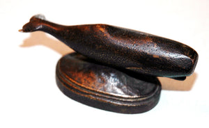 Antique cast bronze sperm whale paperweight