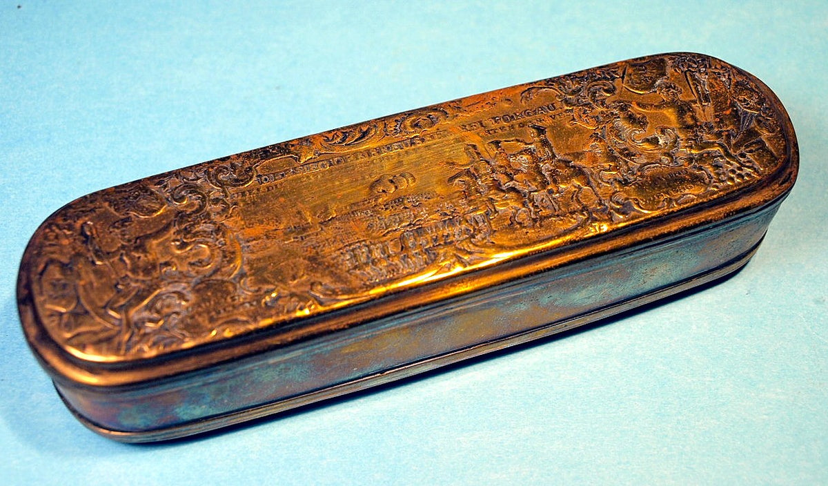 antique brass tobacco boxes Antique DUTCH brass tobacco box
