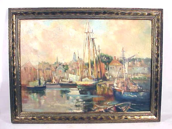 Antique Impressionistic Glouchester harbor scene