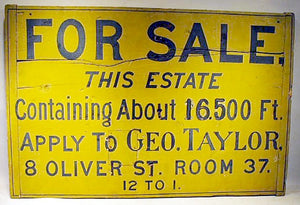 Antique New England painted pine REAL ESTATE sign