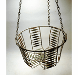 Antique painted wire hanging basket