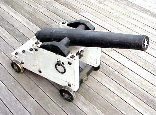 Antique painted wooden USN cannon