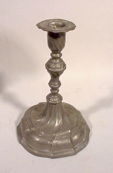 Antique pewter candlestick with swirl base