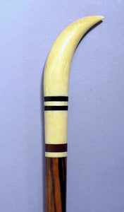 Antique scrimshaw cane with large whale ivory handle.