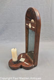 Antique Scrimshaw Decorated Wall Mirror Candle Sconce