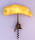 Antique scrimshaw sperm whale's tooth corkscrew