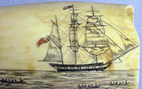Antique scrimshaw whale's tooth by Naval Engagement engraver