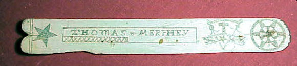 Antique scrimshaw whalebone busk with MERPHEY