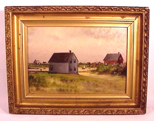 Antique seashore oil painting signed and dated 1902