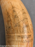 Antique Sperm Whale Tooth with Scrimshaw Ship and Lady