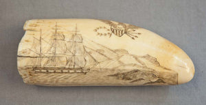 Antique Sperm Whale Tooth with Whaleship, Eagle, and Sperm Whale