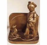 Charming pair antique  BOY & DOG bookends