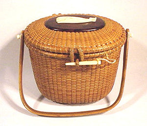 Choice antique Nantucket covered basket by Boyer