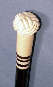 Choice antique scrimshaw cane with TURK'S HEAD knob