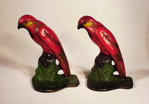 Colorful pair of antique bird bookends