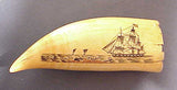 Great scrimshaw tooth by the "Naval Engagement" artist