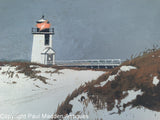 Nantucket Brant Point Lighthouse in Winter by John Austin