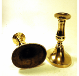 Pair antique brass candlesticks push-ups