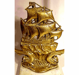 Pair antique brass ship candelabras