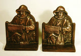 Pair antique cast iron bookends "OLD SALT"