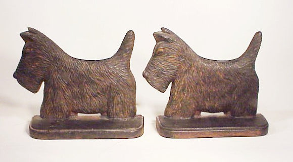 Pair antique cast iron SCOTTY DOG bookends