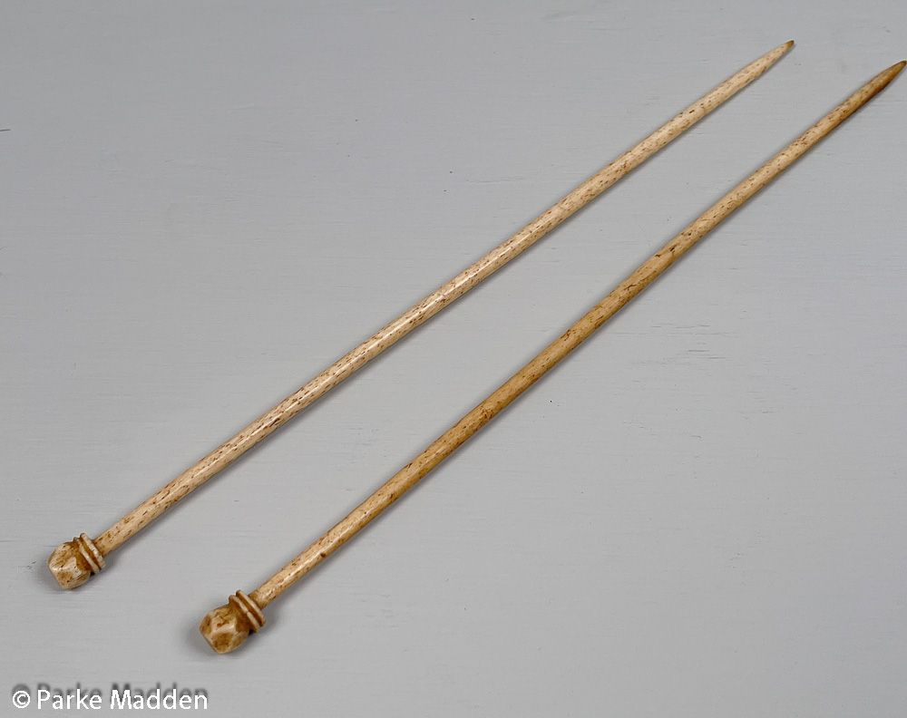 4 French Antique Double Pointed Bone Knitting Needles 2.25 cm Size