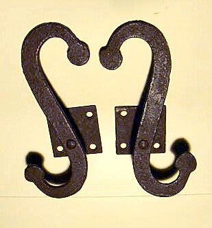 Pair antique wrought iron SHUTTER DOGS