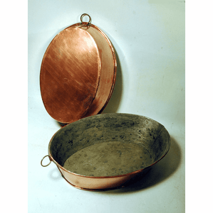 Pair of vintage oval copper pans