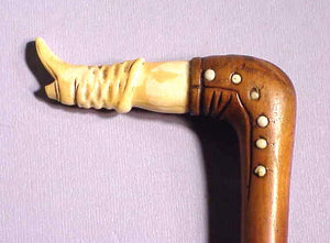 Rare American scrimshaw cane "lady's Leg"