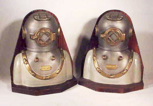 Rare and unusual DIVING HELMET bookends