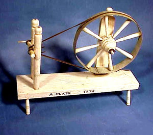 Rare antique scrimshaw miniature Spinning Wheel