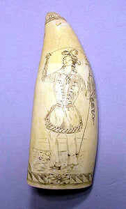 Rare antique scrimshaw tooth engraved with Fanny Campbell.