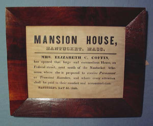 Rare broadside for the Mansion House, Nantucket