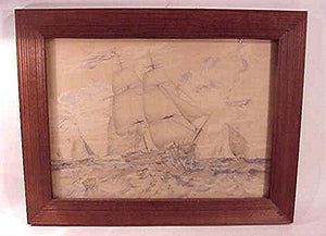 Rare marine drawing by T. Chambers