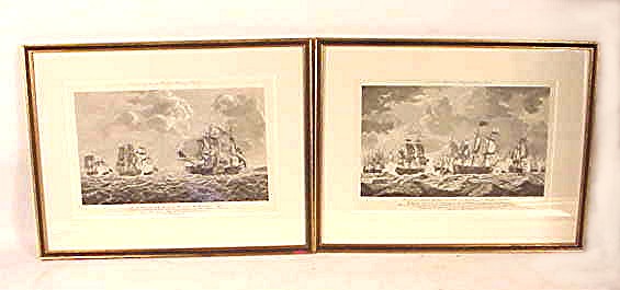 Rare set of four 18th C. English Naval prints