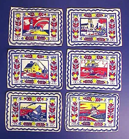 Rare set of six TONY SARG Nantucket napkins